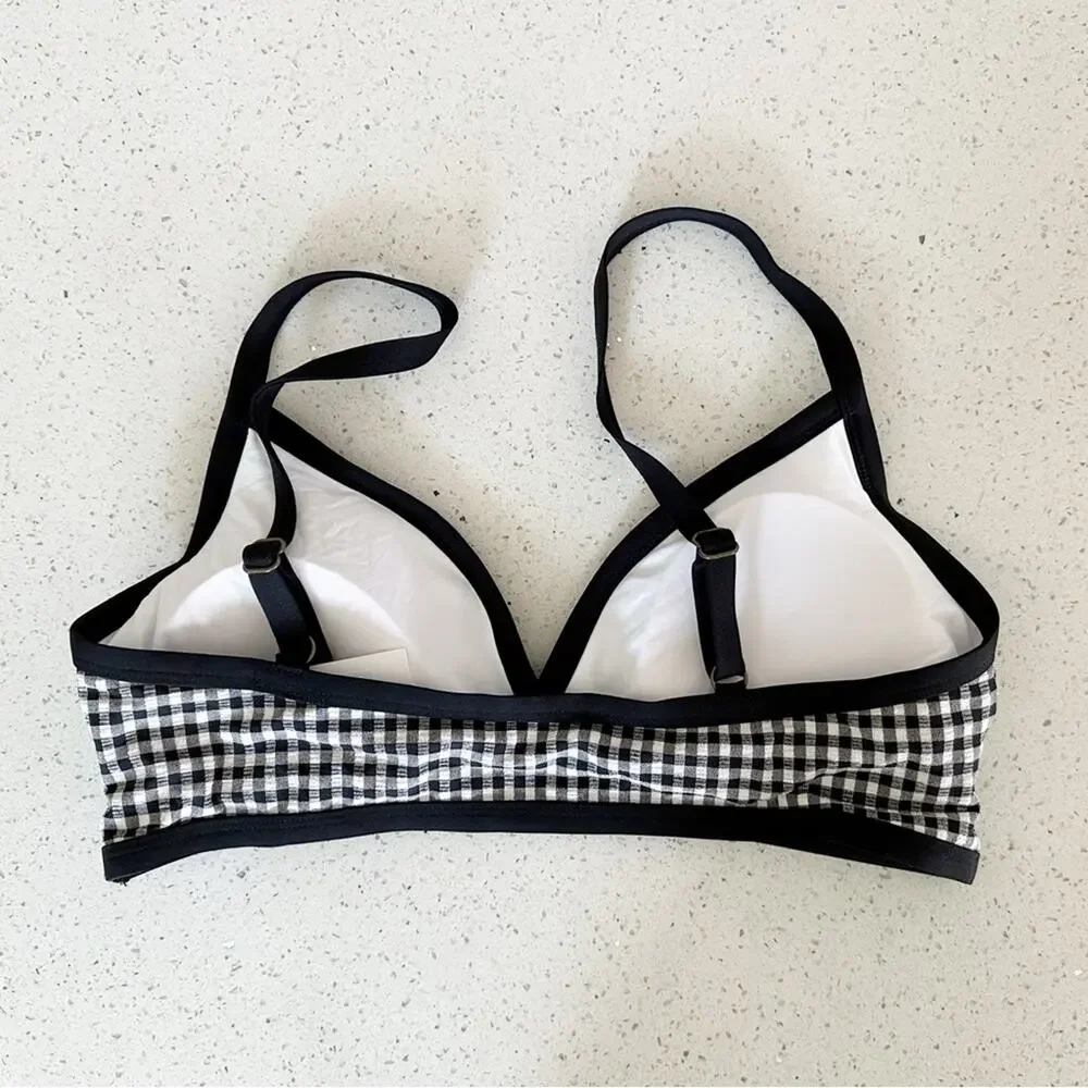Andie Swim‎ The Cove Top V Neck Gingham Black Size Large